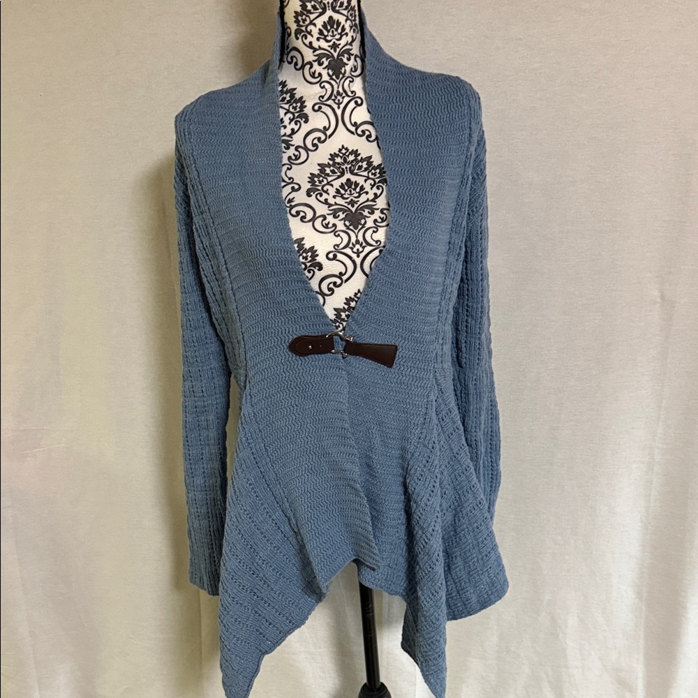 Joseph A. Blue Women's Asymmetrical Cardigan with Toggle Closure Large Unique